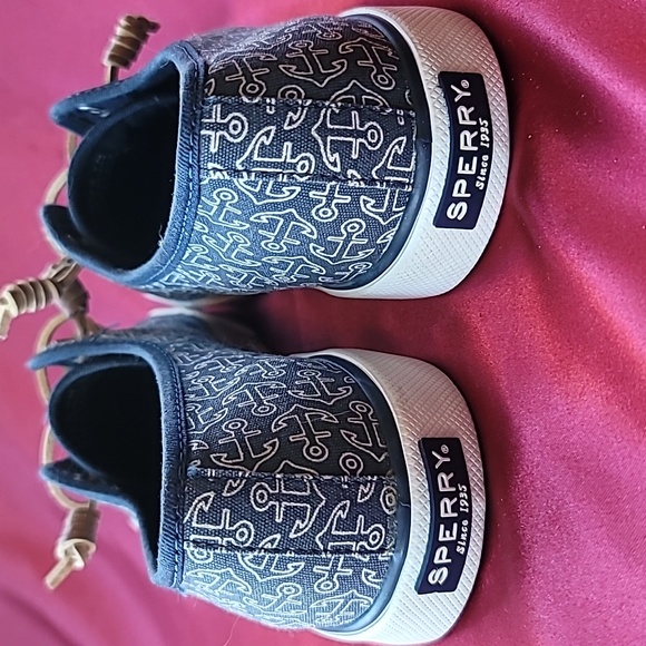 SPERRY womens CREST sz7 lace up RARE ANCHORS sneaker nautical boat shoe … - Picture 4 of 10